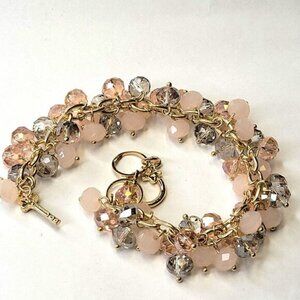 Opalescent Pink Bracelet Bead Clusters Charm Bracelet